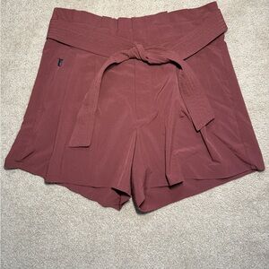 Athleta High Waist Burgundy Shorts with Tie